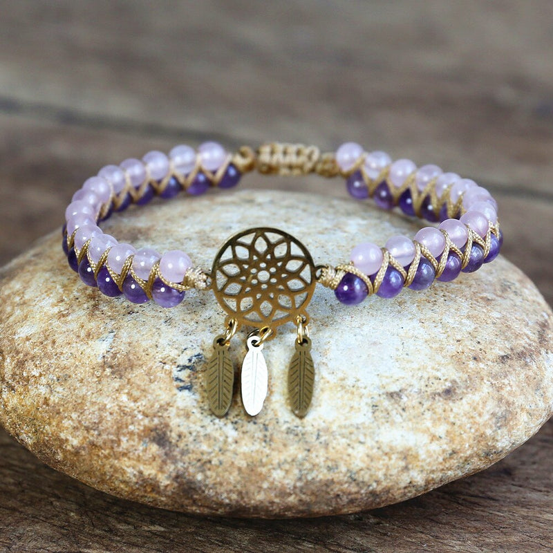 TRAUMFÄNGER Armband - Amethyst - Rosenquarz - Juwelanda