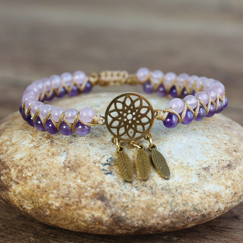 TRAUMFÄNGER Armband - Amethyst - Rosenquarz - Juwelanda