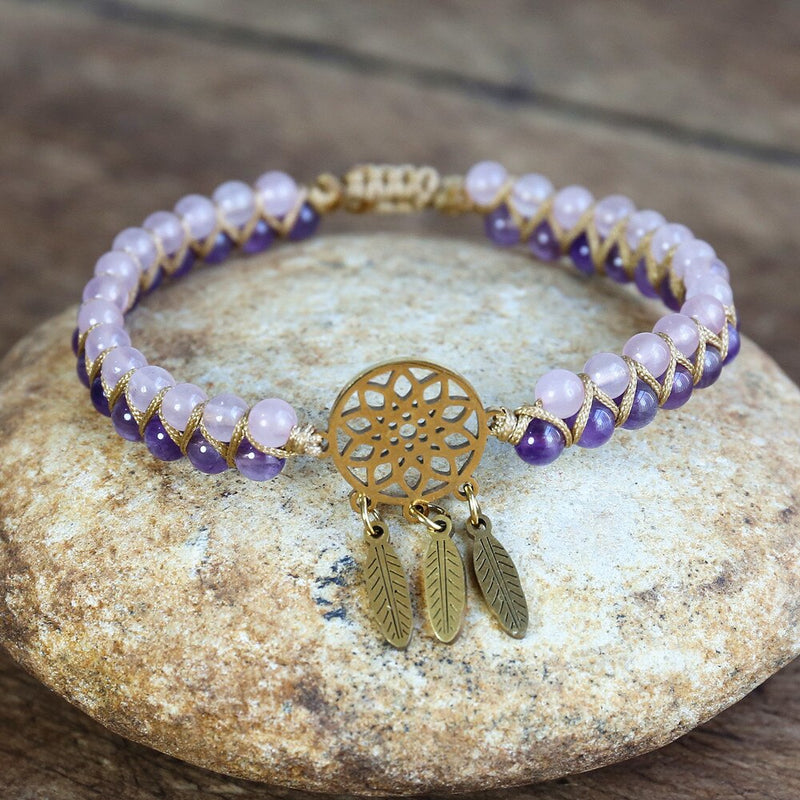 TRAUMFÄNGER Armband - Amethyst - Rosenquarz - Juwelanda