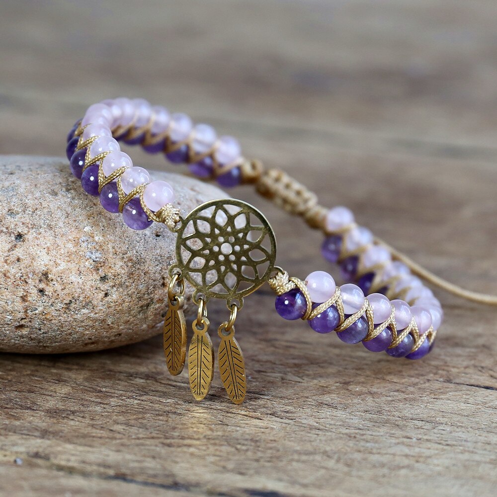 TRAUMFÄNGER Armband - Amethyst - Rosenquarz - Juwelanda