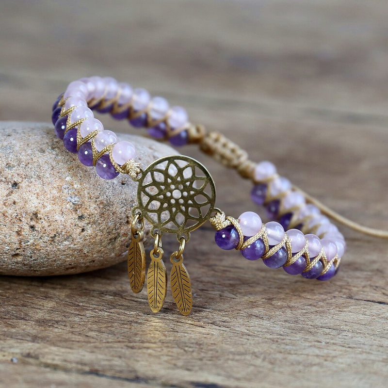 TRAUMFÄNGER Armband - Amethyst - Rosenquarz - Juwelanda