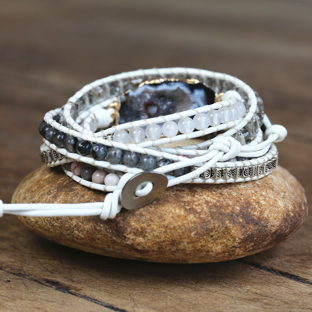Wickelarmband Schwarzer ACHAT - Juwelanda