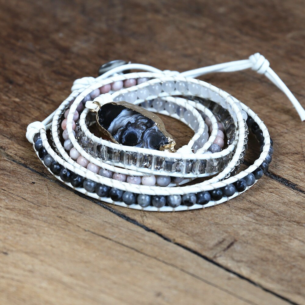 Wickelarmband Schwarzer ACHAT - Juwelanda