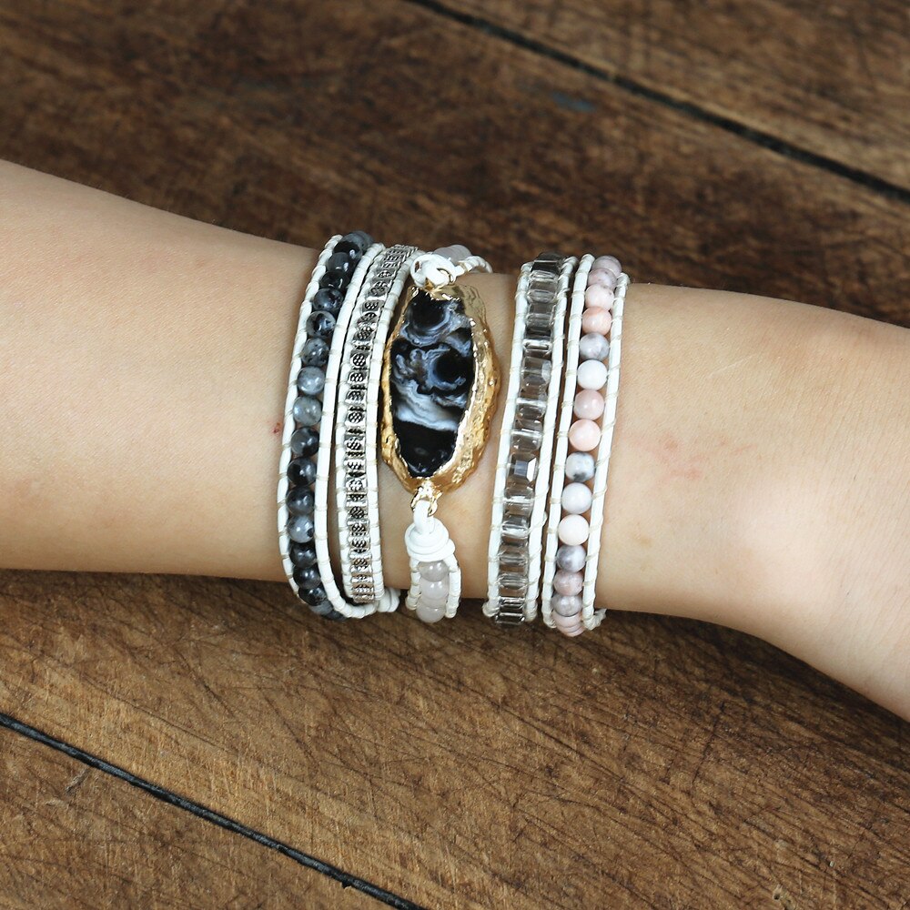 Wickelarmband Schwarzer ACHAT - Juwelanda