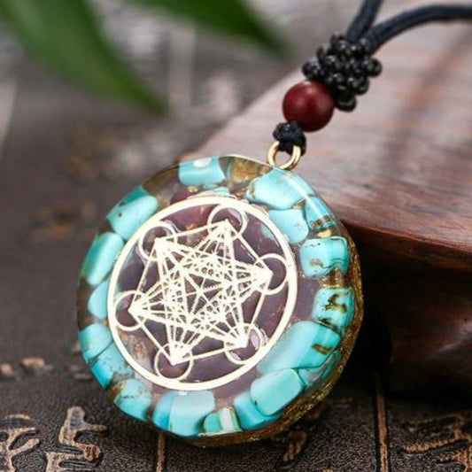 METATRON WÜRFEL Halskette - Orgonit Anhänger - Heilige Geometrie - Juwelanda