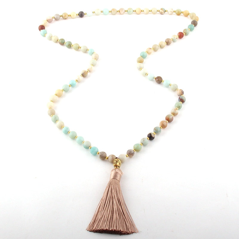 BUDDHA Amazonit Mala-Kette - Juwelanda