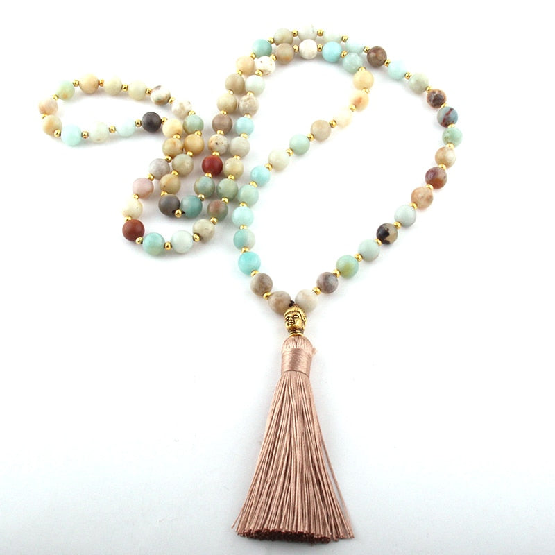 BUDDHA Amazonit Mala-Kette - Juwelanda