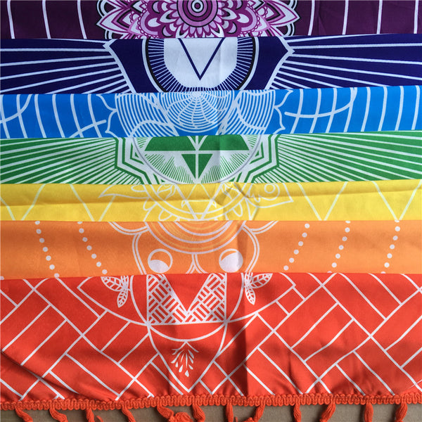7 Chakra Tuch - Regenbogen Boden- und Wandtuch - Juwelanda
