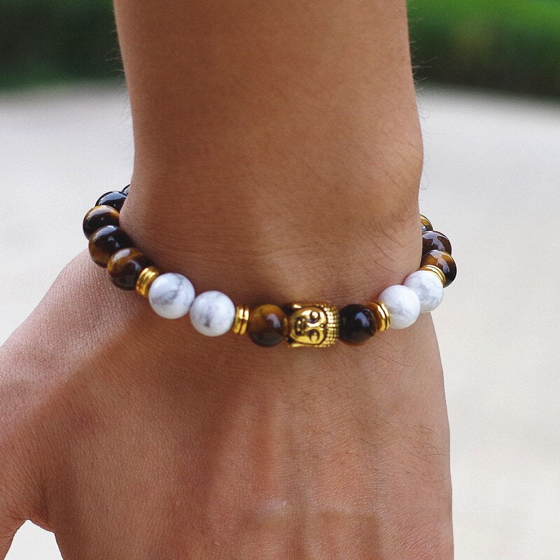 TIGERAUGE Buddha Armband mit Howlith - Juwelanda