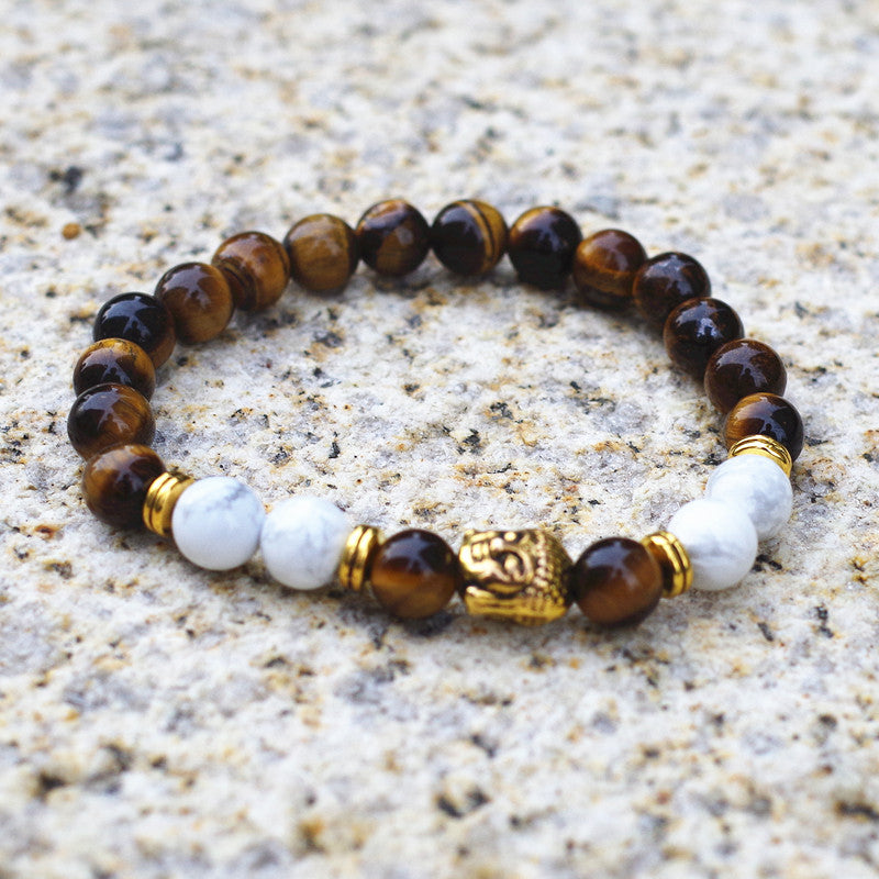 TIGERAUGE Buddha Armband mit Howlith - Juwelanda