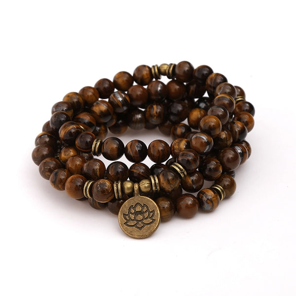 TIGERAUGE Mala - 108 Perlen - Lotus - Juwelanda