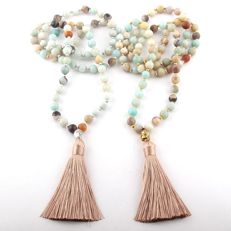 BUDDHA Amazonit Mala-Kette - Juwelanda