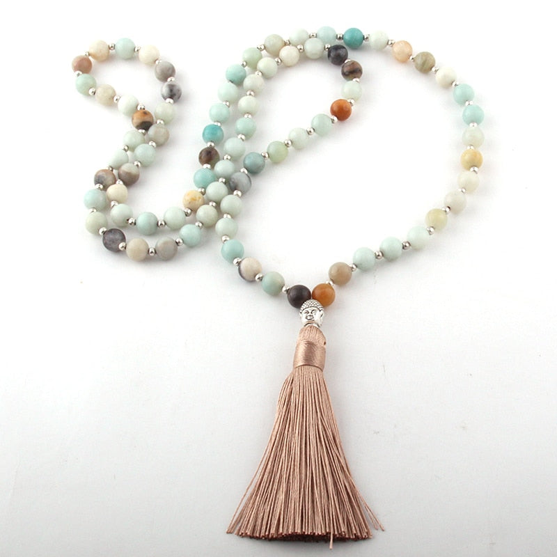 BUDDHA Amazonit Mala-Kette - Juwelanda