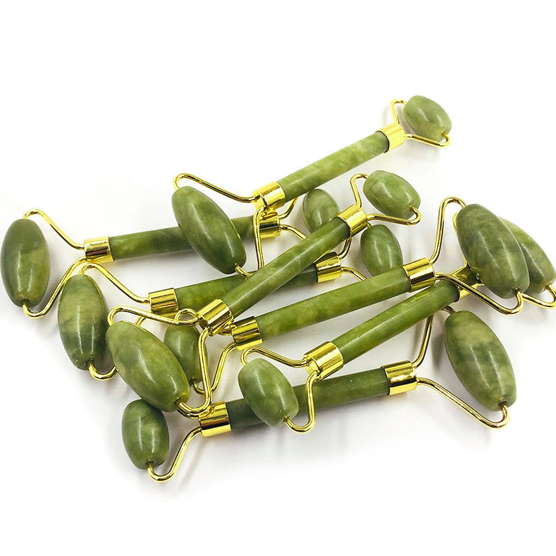 JADE Gesichtspflege SET - AUGENMASKE, ROLLER und GUA SHA - 100% Natursteine - Juwelanda