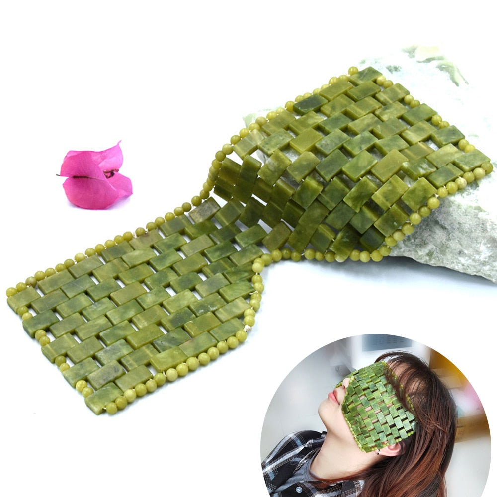 JADE Gesichtspflege SET - AUGENMASKE, ROLLER und GUA SHA - 100% Natursteine - Juwelanda