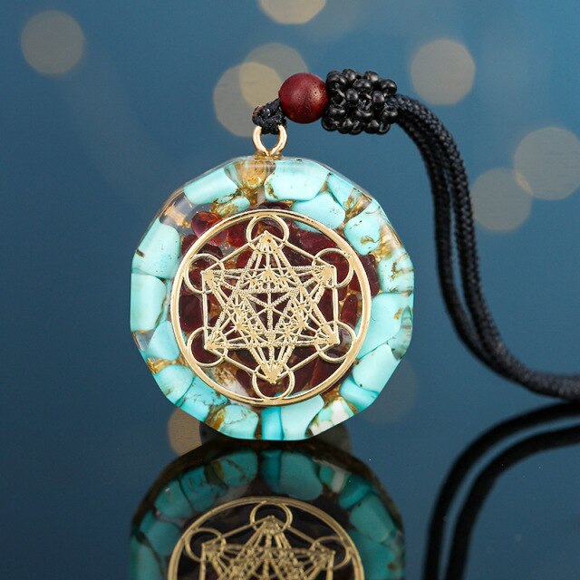 METATRON WÜRFEL Halskette - Orgonit Anhänger - Heilige Geometrie - Juwelanda