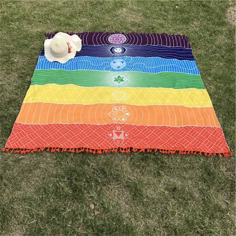 7 Chakra Tuch - Regenbogen Boden- und Wandtuch - Juwelanda