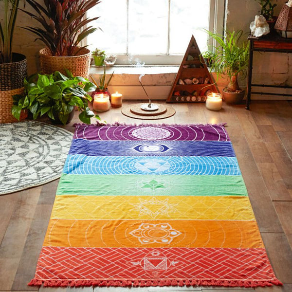 7 Chakra Tuch - Regenbogen Boden- und Wandtuch - Juwelanda