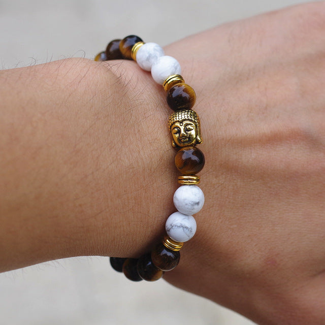 TIGERAUGE Buddha Armband mit Howlith - Juwelanda