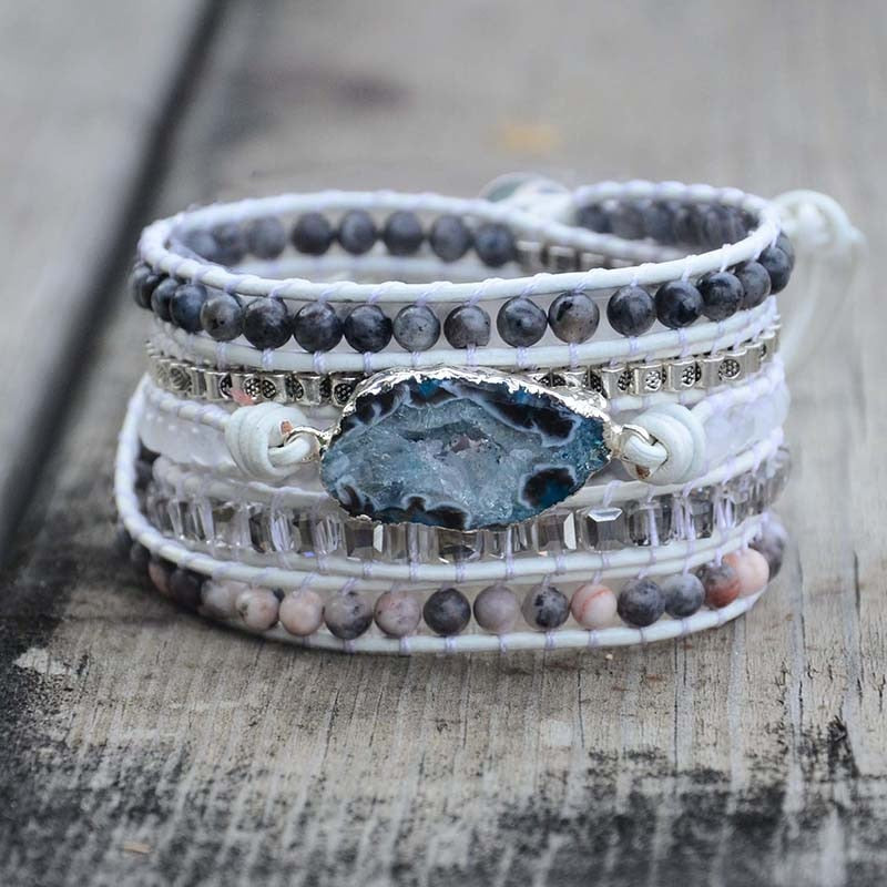 Wickelarmband Schwarzer ACHAT - Juwelanda
