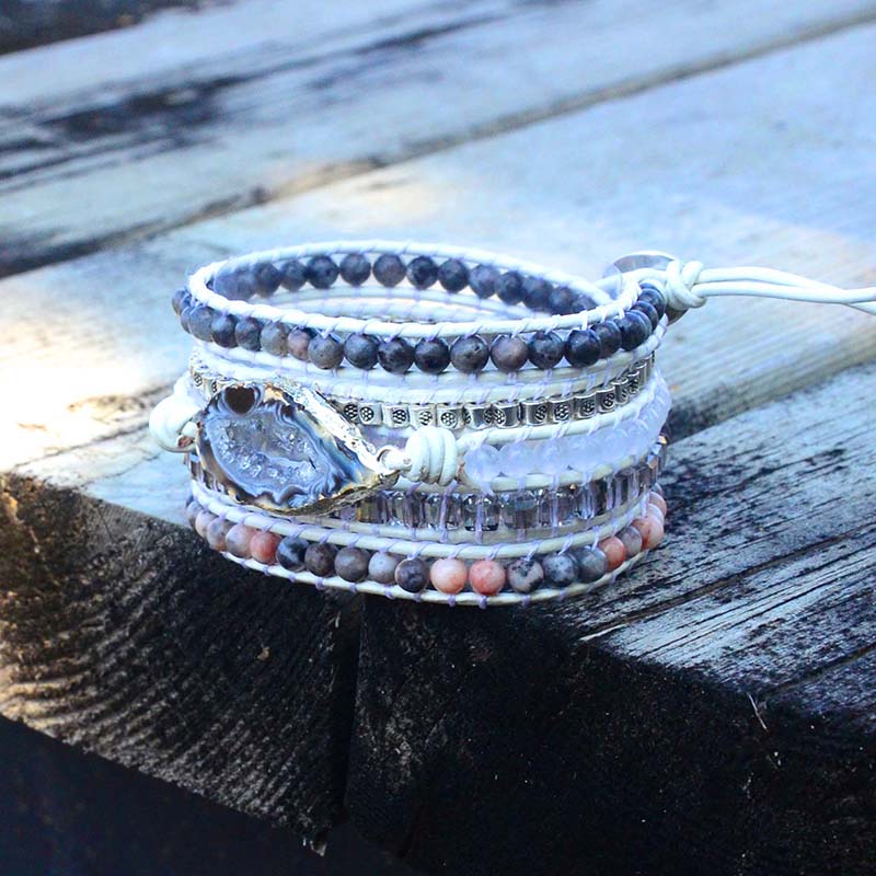 Wickelarmband Schwarzer ACHAT - Juwelanda