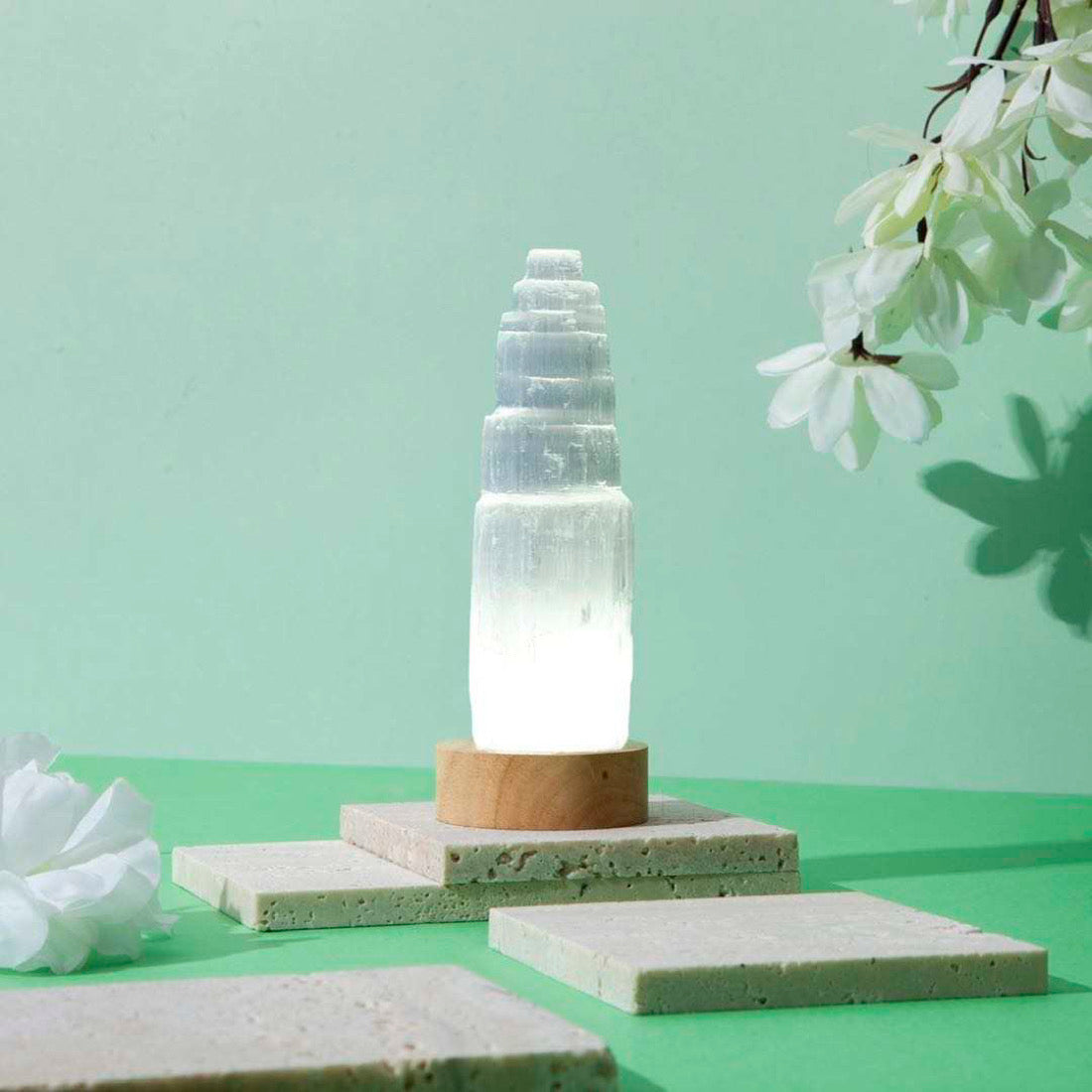 KLARHEIT Selenit Kristalllampe - Juwelanda